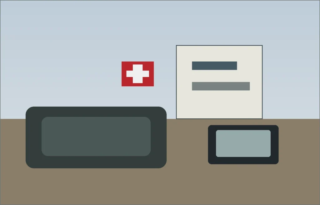 Documenti moto, carta d'identità e telefono su una borsa serbatoio prima del confine svizzero