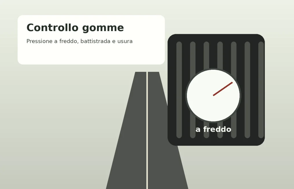 Controllo della pressione e del battistrada di uno pneumatico moto prima di un viaggio